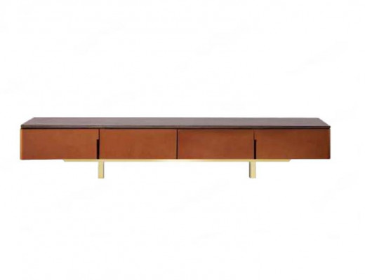Meuble TV Orange Matériau Bois Style Moderne Salon 200cm Armoires