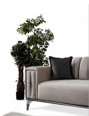 Ensemble luxueux 3+2+1 Ensemble rembourré Ensemble de confort Ensemble de style moderne Couleur noir