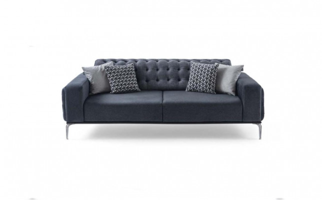 Canapés textile trois places Chesterfield gris pour salon