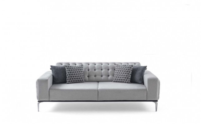 Moderne Chesterfield Light Gray 3-Sitzer Wohnzimmer Luxus-Dreisitzer