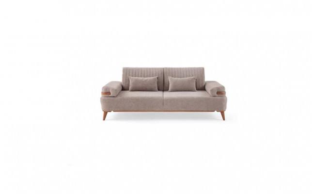 Designer Beige Canapé 3 Places Cadre en Bois Salon Canapé Luxueux