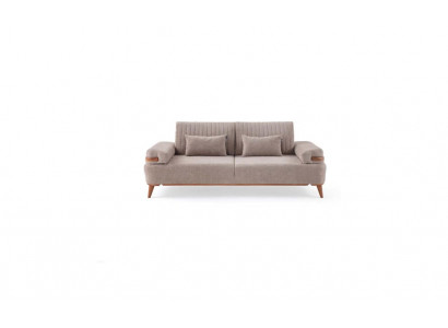 Designer Beige Canapé 3 Places Cadre en Bois Salon Canapé Luxueux
