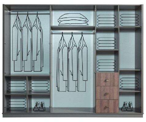 Gros armoire grise en bois pour une chambre de luxe.