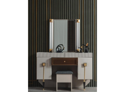Modern Bedroom Wood Furniture Dressing table Stool Mirror Suite --- Chambre à coucher moderne Mobilier en bois Coiffeuse Tabouret Miroir Ensemble