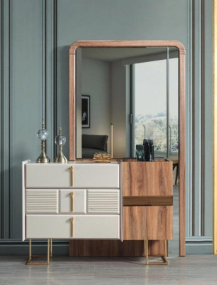 Commode moderne avec miroir Commodes de designer Ensemble de chambre à coucher 2 pièces
