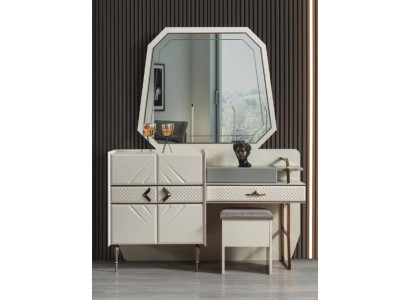 Chambre blanche Suite de meubles de luxe Coiffeuse avec tabouret rembourré