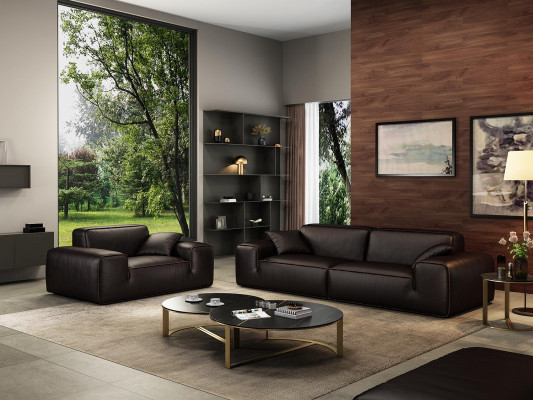 Ensemble de canapés noirs Canapés en cuir 3+1 places de luxe Mobilier de salon