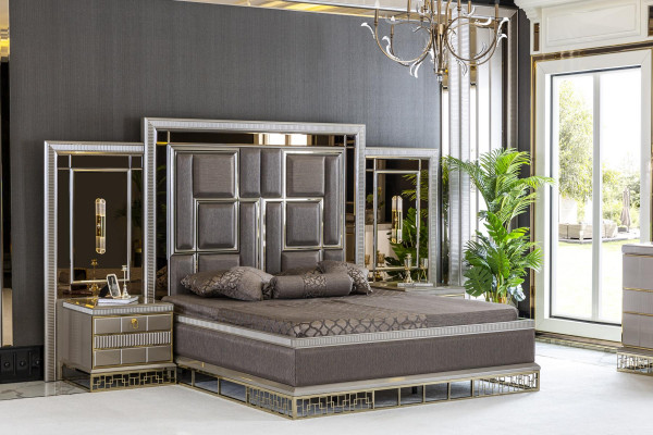 Lit marron Élégant Conception de Chambre Belle Lits Doubles de Luxe