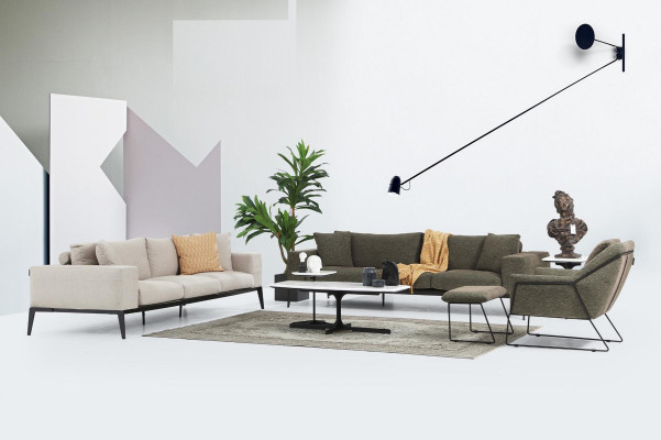 Ensemble de canapé moderne Luxueux canapés Trois places Fauteuil complet Gris