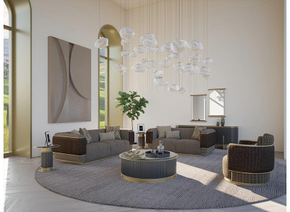 Salon Mobilier rembourré Canapé Ensemble Deux places Trois places Canapé Luxe Fauteuil