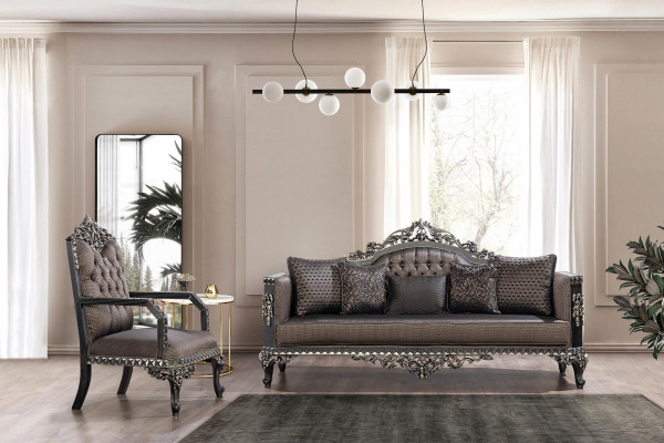 Ensemble de canapés Chesterfield de luxe 3+1 places Canapé classique Siège rembourré baroque