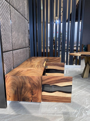 Sideboard Sideboard Commode Résine époxy Marron Salon Bois Commodes