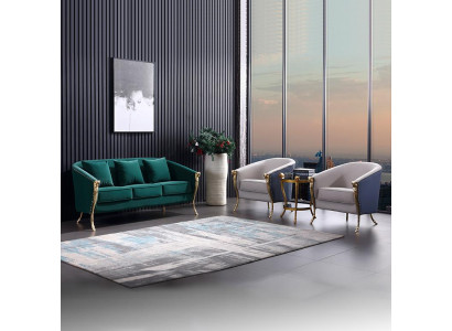 Ensemble de canapés de luxe 3+1+1 places en tissu vert Mobilier de salon Moderne