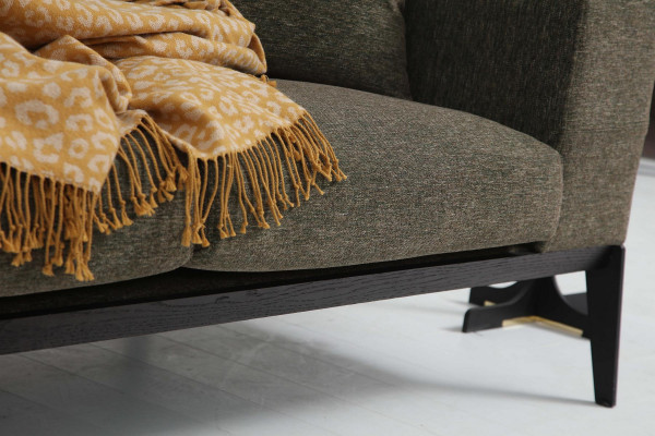 Ensemble de canapé vert moderne comprenant un canapé deux places, un fauteuil en tissu gris, ensemble de meubles de luxe.