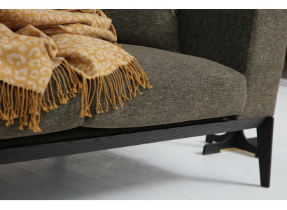 Ensemble de canapé vert moderne comprenant un canapé deux places, un fauteuil en tissu gris, ensemble de meubles de luxe.