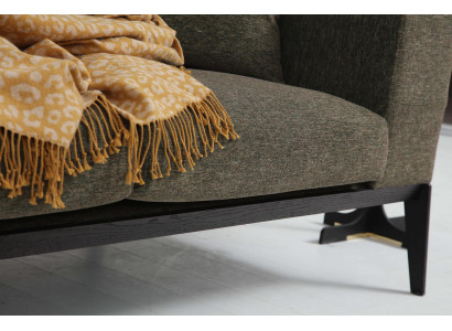 Ensemble de canapé vert moderne comprenant un canapé deux places, un fauteuil en tissu gris, ensemble de meubles de luxe.