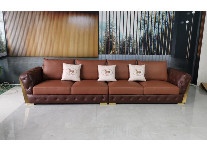 Canapé de salon de luxe moderne à cinq places au design Chesterfield