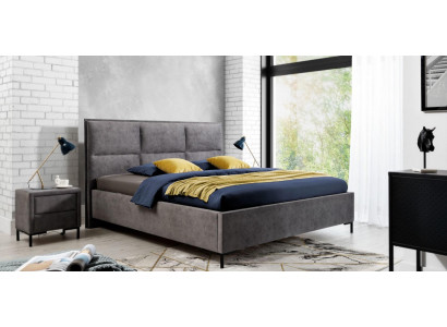 Ensemble de chambre à coucher Gris Lit Élégant 2x Tables de chevet Ensemble complet Beau ensemble de 3 pièces.