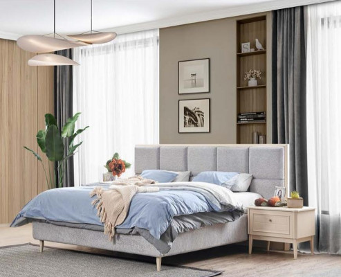 Ensemble de chambre à coucher design Lit + 2x Tables de chevet Lit double de luxe