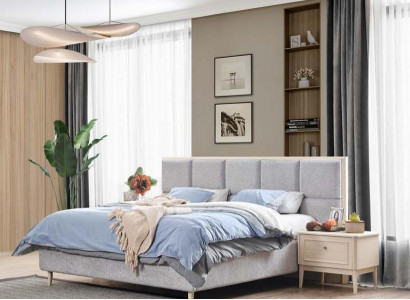 Ensemble de chambre à coucher design Lit + 2x Tables de chevet Lit double de luxe