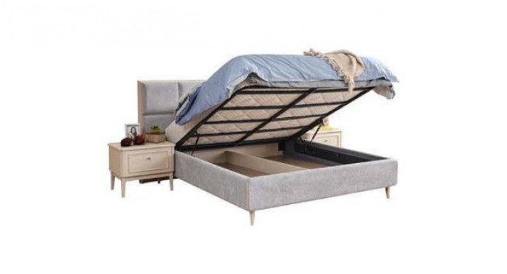 Ensemble de chambre à coucher design Lit + 2x Tables de chevet Lit double de luxe