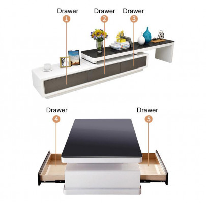 Designer Moderne Sideboard Schwarz und Weiß Kommode TV-Ständer Luxus