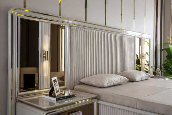 Lit Blanc Beau Design Moderne Lits Doubles Chambre Élégante Mobilier Neuf