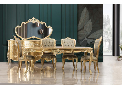 Style de salle à manger baroque ancien Table Table en bois massif Tables de designer classiques Rococo