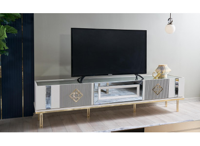 Buffet TV Armoire Basse TV Support en Bois Blanc Table Armoire de Salon
