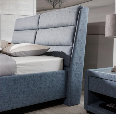 Ensemble de chambre à coucher Bleu Lit Beau 2x Tables de chevet Set complet Nouveau luxe 3 pièces.