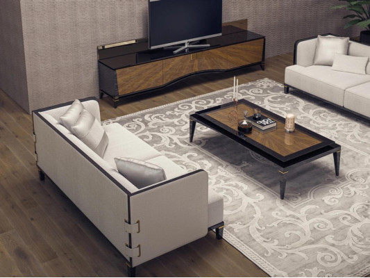 Meubles rembourrés Canapé Divan Designer 2x Canapés trois places Modernes en Blanc Aménagement