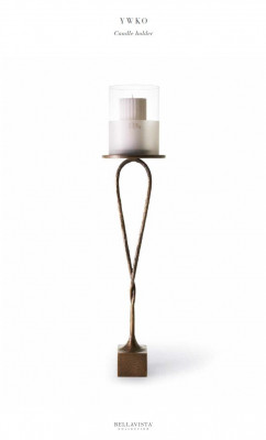 Porte-bougie pour salon et couloir, en laiton avec finition en bronze restaurée