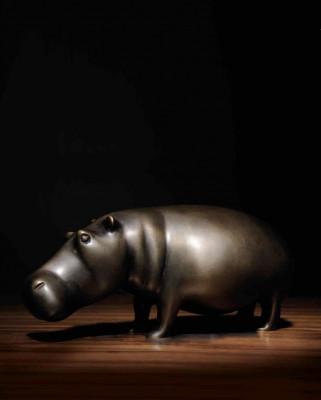 Hippopotame en laiton Statuette Home Decor de couleur or Nouvelle figurine pour le salon