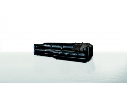 Moderne Canapé Luxe Canapé d'angle Meubles rembourrés Salon Design en L en Cuir Noir
