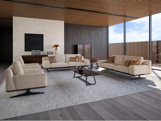 Meubles complets pour le salon 2 canapés trois places, table basse, fauteuil en tissu neufs