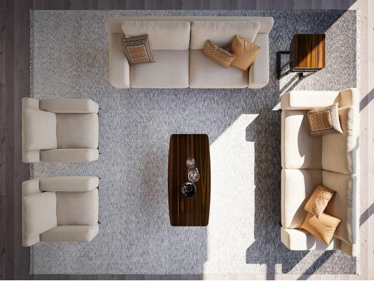 Meubles complets pour le salon 2 canapés trois places, table basse, fauteuil en tissu neufs