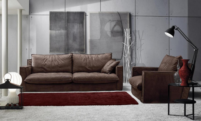 Ensemble de canapés 3+1 places Ensemble de suite de luxe Canapé Fauteuil en cuir Salon