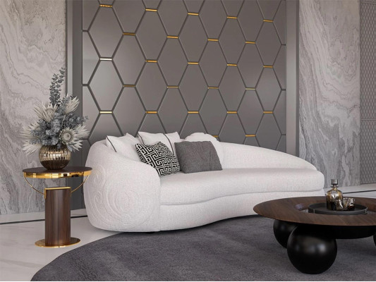 Canapé trois places blanc de luxe moderne Mobilier rembourré Canapé Textile Mobilier design