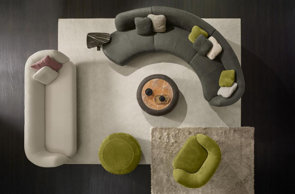 Canapé en textile 3 places Revêtement en cuir Moderne Siège relaxant Mobilier de luxe Canapé d'angle Rond