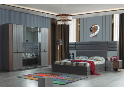 Mobilier de chambre Unkel-Braue Lit double Tables de chevet Armoire Ensemble de 4 pièces