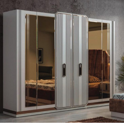 Armoire de chambre blanche Armoire en verre Armoire en bois Mobilier moderne