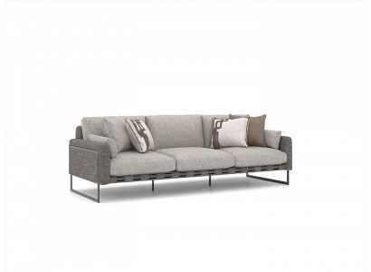Salon de luxe Gris Trois places Canapé Ameublement Design textile moderne