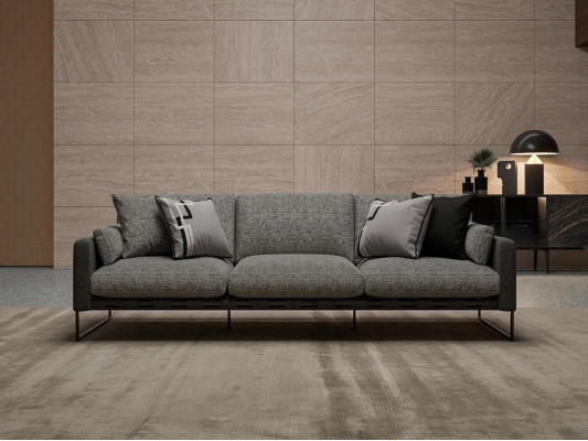 Nouveau canapé trois places moderne en tissu gris canapé mobilier rembourré salon canapés