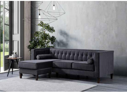 Canapé trois places de luxe gris moderne avec cadre en bois et rembourrage