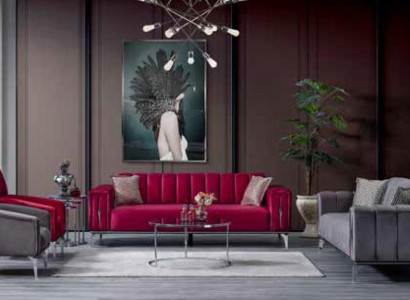 Canapé rembourré luxueux 3 places de style moderne pour salon en rose