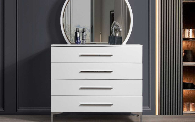 Ensemble de chambre élégant Gris Lit double en bois Tables de chevet 5 pièces
