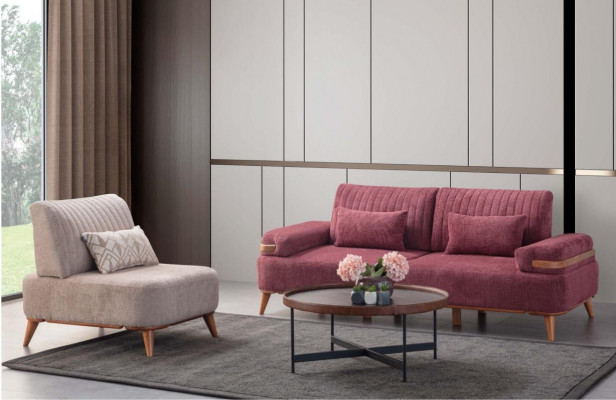 Sofa de salon bicolore ensemble de meubles de designer 3 places fauteuil noble