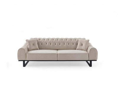3 places de salon exclusives Beige Canapés de designer de luxe neufs