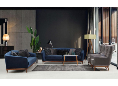 Suite Chesterfield Canapé set Canapé de luxe 4+3+1 Groupe de places en tissu
