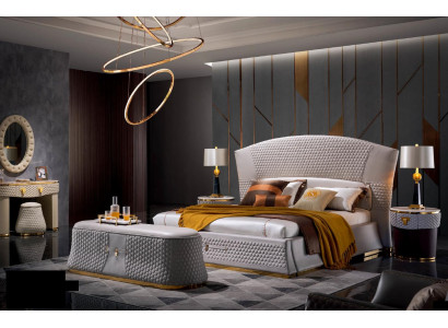 Lit Lits Lit double Chambre Rembourrage en cuir Lits doubles en textile